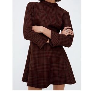 Zara Brown Plaid Mini Dress